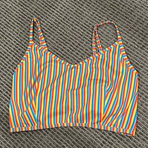 Kortni Jeane v crop bikini top in rainbow stripe